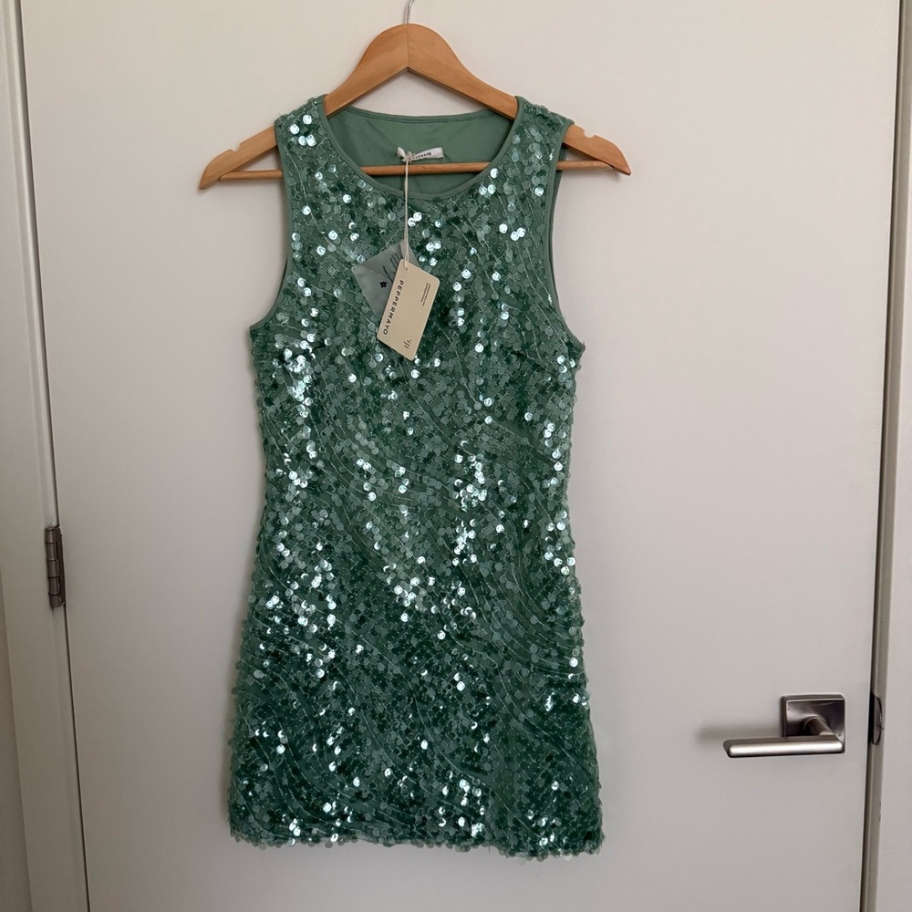 Peppermayo Shimmering Green Sequin Top
